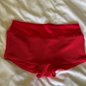 Red High-Waisted Swim Bottoms
